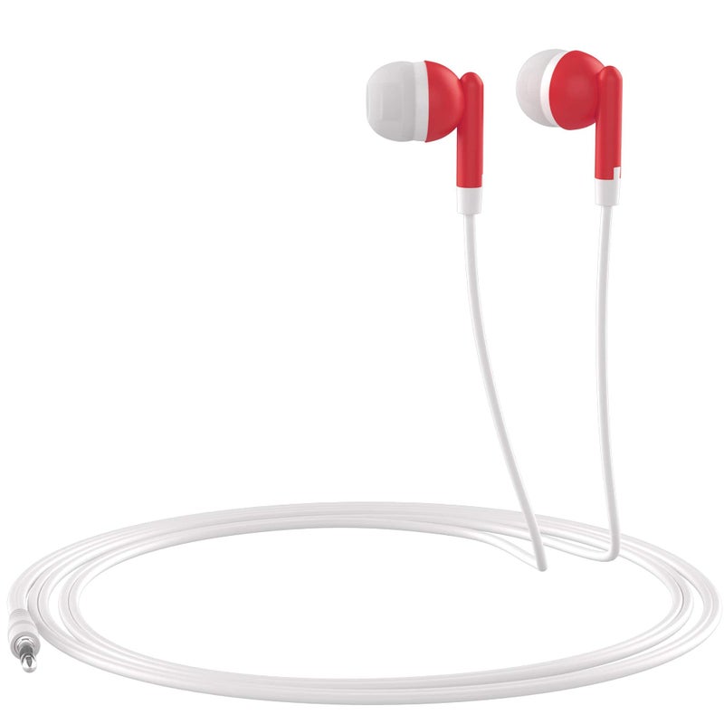 Maeline Bulk Earbuds with 3.5 mm Headphone Plug - 10 Pack - Red - Image 4